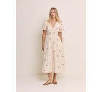 Nobody's Child Pure Cotton Floral Midaxi Waisted Dress Cream