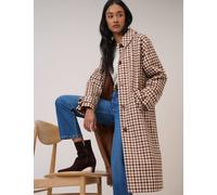 Nobody's Child Pure Cotton Gingham Longline Car Coat Beige