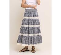 Nobody's Child Pure Cotton Gingham Midi Tiered Skirt Blue