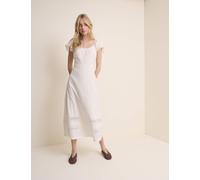 Nobody's Child Pure Cotton Lace Insert Midi Waisted Dress White