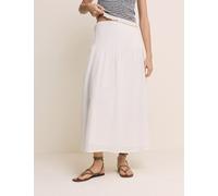 Nobody's Child Pure Cotton Pintuck Midi A-Line Skirt White