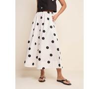 Nobody's Child Pure Cotton Polka Dot Midi A-Line Skirt Cream