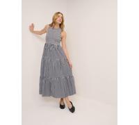 Nobody's Child Pure Cotton Shirred Midaxi Tiered Dress Blue