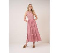 Nobody's Child Pure Cotton Shirred Midaxi Tiered Dress Red
