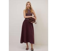 Nobody's Child Pure Cotton Shirred Midi Skater Dress Purple