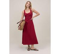 Nobody's Child Pure Cotton Square Neck Midi Waisted Dress Brown