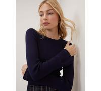 Nobody's Child Ribbed Openwork Knit Cuff Top Blue