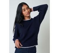 Nobody's Child Textured Bow Back Relaxed Jumper with Wool Blue