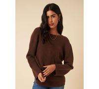 Nobody's Child Twist Back Relaxed Jumper Brown