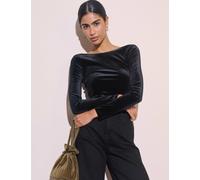 Nobody's Child Velvet Cowl Back Fitted Top Black
