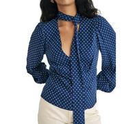 Nobody's Child Women's Karen Polka Dot Side Tie Neck Blouse - Blue - Blue - 10 UK