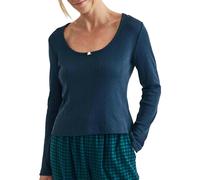 Nobody's Child Women's Pointelle Long-Sleeved Pyjama Top - Blue - Blue - L - 100% Organic Cotton