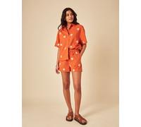 Nobody's Child X Elizabeth Scarlett female Pure Cotton Embroidered High Waisted Shorts - 12 - Orange, Orange