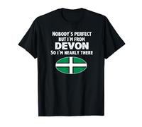Nobodys Perfect Funny Devon Plymouth St Petrocs Cross Flag T-Shirt