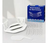nobooao 4-Pack Bed Sheet Holders, Foldable Mattress Corner Clips with Transparent Grippers + Free Bed Making Tool, Needle-Free Anti-Slip Fasteners, Easy Install Sheet Keepers (White)