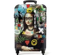 NoBoringSuitcases© Adults Luggage Suitcase for Women and Men | 55x40x20 cm - Personalised Cabin Suitcase on Wheels - Mona Lisa - Customisable - Hard Shell Luggage - 20 Inch - 10kg