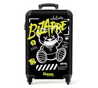 NoBoringSuitcases© Adults Luggage Suitcase for Women and Men | 55x40x20 cm - Personalised Cabin Suitcase on Wheels - Teddy Bear - Black - Customisable - Hard Shell Luggage - 20 Inch - 10kg