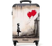NoBoringSuitcases© Adults Luggage Suitcase for Women and Men | 55x40x20 cm - Personalised Cabin Suitcase on Wheels - Graffiti - Girl - Red Balloon - Hard Shell Luggage - 20 Inch - 10kg