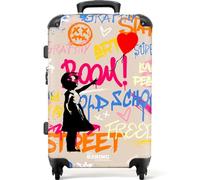 NoBoringSuitcases© Adults Luggage Suitcase for Women and Men | Personalised Large 26 - 28 inch - Mona Lisa - Customisable - Hard Shell Trolley - On Wheels - 23kg