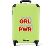 NoBoringSuitcases© Cabin Luggage Carry On Suitcase Hand Travel Case | 55x35x20 cm - Lightweight 4 Wheel Hardshell Trolley Approved Flight Roller Grl - Pwr - Green - Red - 3D