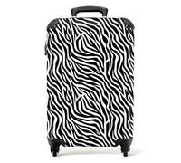 NoBoringSuitcases© Cabin Suitcase for Women and Men | 55x40x20 cm - Luggage with Wheels - Zebra Design - Black White - Carry-Ons - Lightweight Suitcase - Hard Shell Trolley - 20