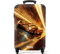 NoBoringSuitcases© Children's Luggage Kids Suitcase for Boys | 55x40x20 cm - Hand Luggage - Cabin Suitcase - Travel Suitcase with Wheels - Trolley - Golden Race Car - 20 Inch - 10kg