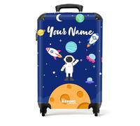 NoBoringSuitcases© Children's Luggage Kids Suitcase for Boys | 55x40x20 cm - Personalised Lightweight Cabin Suitcase on Wheels - Astronaut Planets Rockets - Hard Shell Trolley - 20" - 10kg