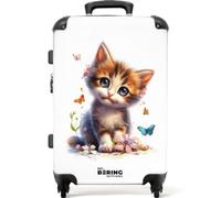 NoBoringSuitcases© Children's Luggage Kids Suitcase for Boys and Girls | Large Suitcase, Hard Shell Luggage with TSA Lock, 26 - 28 inch - Kitten - Butterflies - 23kg