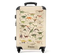 NoBoringSuitcases© Children's Luggage Kids Suitcase for Boys | Large Hard Shell Trolley 26 - 28 inch - Dino Alphabet Retro - Dinosaur Suitcase on Wheels - 23kg