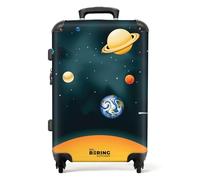 NoBoringSuitcases© Children's Luggage Kids Suitcase for Boys | Large Hard Shell Trolley 26 - 28 inch - With Wheels - Planets Space Earth - 23kg