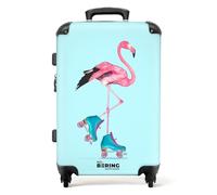 NoBoringSuitcases© Children's Luggage Kids Suitcase for Girls | Large Hard Shell Trolley 26 - 28 inch - Luggage on Wheels - Flamingo Pink Blue - 23kg