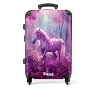 NoBoringSuitcases© Children's Luggage Kids Suitcase for Girls | Large Hard Shell Trolley 26 - 28 inch - Unicorn Magenta - Suitcase with Wheels - 23kg