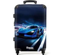 NoBoringSuitcases© Children's Luggage Kids Suitcase | Large Suitcase, Hard Shell Luggage with TSA Lock and Wheels, 26 - 28 inch - Car Blue - 23kg