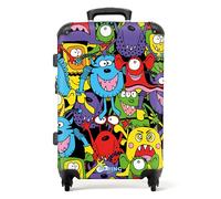 NoBoringSuitcases© Children's Luggage Kids Suitcase on Wheels | Large Hard Shell Trolley 26 - 28 inch - Monster Funny Pattern - 23kg