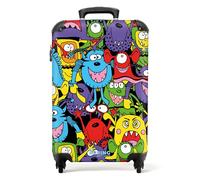 NoBoringSuitcases© Children's Luggage Kids Suitcase with Wheels | 55x40x20 cm - Hand Luggage - Cabin Suitcase - Hard Shell Trolley - Monster Funny Pattern - 20 Inch - 10kg