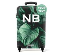 NoBoringSuitcases.com® Adults Luggage Suitcase for Women and Men - Personalised Cabin Suitcase on Wheels - Jungle Leaves - Customisable - 55x40x20cm - Hard Shell Luggage - 20 Inch - 10kg