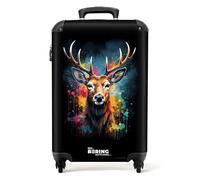 NoBoringSuitcases.com® Adults Luggage Suitcase for Women and Men - Personalised Cabin Suitcase on Wheels - Graffiti - Deer - 55x40x20cm - Hard Shell Luggage - 20 Inch - 10kg