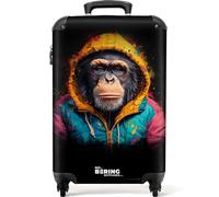 NoBoringSuitcases.com® Adults Luggage Suitcase for Women and Men - Personalised Cabin Suitcase on Wheels - Graffiti - Monkey with Vest - 55x40x20cm - Hard Shell Luggage - 20 Inch - 10kg