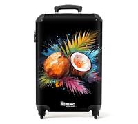 NoBoringSuitcases.com® Adults Luggage Suitcase for Women and Men - Personalised Cabin Suitcase on Wheels - Graffiti - Coconuts - 55x40x20cm - Hard Shell Luggage - 20 Inch - 10kg