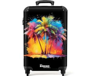 NoBoringSuitcases.com® Adults Luggage Suitcase for Women and Men - Personalised Cabin Suitcase on Wheels - Graffiti - Palm Trees - 55x40x20cm - Hard Shell Luggage - 20 Inch - 10kg