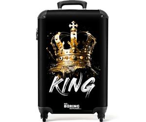 NoBoringSuitcases.com® Adults Luggage Suitcase for Women and Men - Personalised Cabin Suitcase on Wheels - King with Crown - Customisable - 55x40x20cm - Hard Shell Luggage - 20 Inch - 10kg