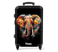 NoBoringSuitcases.com® Adults Luggage Suitcase for Women and Men - Personalised Large 26-28 inch - Elephant - Hard Shell Trolley - On Wheels - 23kg