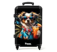 NoBoringSuitcases.com® Adults Luggage Suitcase for Women and Men - Personalised Large 26-28 inch - Graffiti - Dog Tropical - Hard Shell Trolley - On Wheels - 23kg