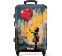 NoBoringSuitcases.com® Adults Luggage Suitcase for Women and Men - Personalised Large 26-28 inch - Graffiti - Girl - Red Balloon - Hard Shell Trolley - On Wheels - 23kg