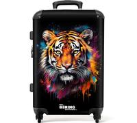 NoBoringSuitcases.com® Adults Luggage Suitcase for Women and Men - Personalised Large 26-28 inch - Graffiti - Tiger - Street Art - Hard Shell Trolley - On Wheels - 23kg