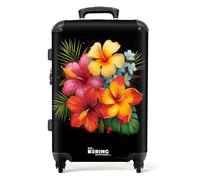 NoBoringSuitcases.com® Adults Luggage Suitcase for Women and Men - Personalised Large 26-28 inch - Graffiti - Tropical Flowers - Hard Shell Trolley - On Wheels - 23kg