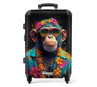 NoBoringSuitcases.com® Adults Luggage Suitcase for Women and Men - Personalised Large 26-28 inch - Graffiti - Chimpanzee - Hawaiian Shirt - Hard Shell Trolley - On Wheels - 23kg