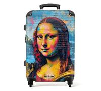 NoBoringSuitcases.com® Adults Luggage Suitcase for Women and Men - Personalised Large 26-28 inch - Graffiti - Wall Mural Mona Lisa - Hard Shell Trolley - On Wheels - 23kg