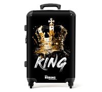NoBoringSuitcases.com® Adults Luggage Suitcase for Women and Men - Personalised Large 26-28 inch - King with Crown - Customisable - Hard Shell Trolley - On Wheels - 23kg