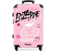 NoBoringSuitcases.com® Adults Luggage Suitcase for Women and Men - Personalised Large 26-28 inch - Teddy Bear - Pink - Customisable - Hard Shell Trolley - On Wheels - 23kg